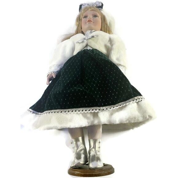 Winter Wonderland 22 Inch Porcelain Doll With Stand - Picture 9 of 11